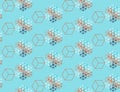 Snowflakes, seamless pattern, vector, punchy forms and colors