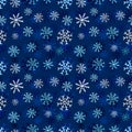 Snowflakes seamless pattern. Winter dark background. Christmas and New Year design wrapping paper design.