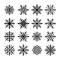 Snowflakes set. Collection of snowflakes silhouette. Christmas and New Year decoration elements. Vector illustration Royalty Free Stock Photo