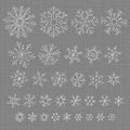 Snowflakes set. Cross stitch. Scheme of knitting and embroidery.