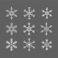 Vector set of differently shaped snow flakes