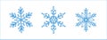 Snowflakes set of icons, signs, symbols. One continuous line art drawing of snowflake. Single line vector illustrations Royalty Free Stock Photo