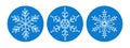 Snowflakes set of icons, signs, symbols. One continuous line art drawing of snowflake. Single line vector illustrations Royalty Free Stock Photo