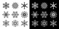 Snowflakes set isolated vector illustration in both black and white versions Royalty Free Stock Photo