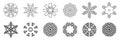 Snowflakes set. Isolated on white background. Flat snow icons, silhouette. Royalty Free Stock Photo