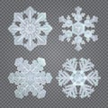 Set of realistic christmas 3d snowflake cliparts Royalty Free Stock Photo