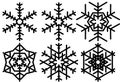 Snowflakes a set of six snowflakes. Vector image. Winter background.