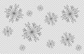 Snowflakes shadow overlay effect on transparent background for Christmas or New Year