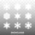 Snowflakes shadow overlay effect on transparent background