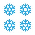 Snowflakes signs set. Blue Snowflake icons isolated on white background. Snow flake silhouettes. Symbol of snow, holiday