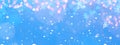 Snowflakes, snow, stars and ice crystals isolated on blue sky - Abstract winter christmas background panorama banner long Royalty Free Stock Photo