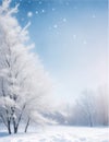 Snowflakes and soft bokeh lights on blue sky, Abstract background for web design, Snowflakes, snowfall, winter landscape with snow Royalty Free Stock Photo