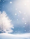 Snowflakes and soft bokeh lights on blue sky, Abstract background for web design, Snowflakes, snowfall, winter landscape with snow Royalty Free Stock Photo