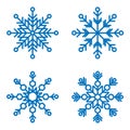 Snowflakes vector icons, snow in winter season symbol, christmas decoration geometric element collection