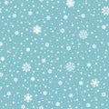 Snowflakes vector seamless pattern. Snowfall christmas repeat backdrop