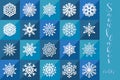 Snowflakes vector. Twenty snowflakes for cutting and digital scrapbooking