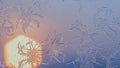 Snowflakes on the window in supermacro shooting. Royalty Free Stock Photo