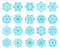 Snowflakes. Winter Christmas Flake Snowflake Design Set, Frozen Ornament Of Snowfall, Holiday Crystal Star, New Year