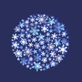 Snowflakes. Winter circle background. Watercolor