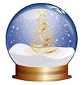 Snowglobe with golden christmas tree