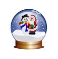 Snowglobe with santa claus and snowman Royalty Free Stock Photo