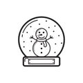 snowglobe with snowman inside. Vector illustration decorative design