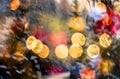 Snowing Abstract pattern with snowing against winter forest and bokeh lights winter forest and bokeh lights Royalty Free Stock Photo