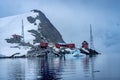 Snowing Argentine Station Blue Glacier Mountain Paradise Harbor Antarctica