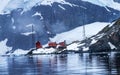 Snowing Argentine Station Blue Glacier Mountain Paradise Harbor Antarctica