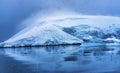 Snowing Blue Glacier Snow Mountains Paradise Bay Skintorp Cove Antarctica Royalty Free Stock Photo