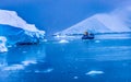 Snowing Boat Tourists Glacier Snow Mountains Paradise Bay Skintorp Cove Antarctica Royalty Free Stock Photo