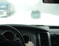 Snowing Driving Winter Royalty Free Stock Photo