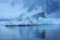 Snowing Floating Blue Iceberg Reflection Paradise Bay Skintorp Cove Antarctica