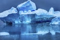 Snowing Floating Blue Iceberg Reflection Paradise Bay Skintorp Cove Antarctica