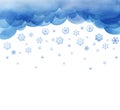 Snowing. Large snowflakes are falling. cutout background template with winter sky. Large flakes of snow.Layers of clouds. Royalty Free Stock Photo