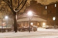 Snowing at the Old Railroad Station Royalty Free Stock Photo