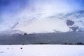 Snowing Penguin Highway Snow Mountains Mikkelsen Harbor Antarctica Royalty Free Stock Photo