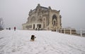 Snowing on the shore at the Black Sea Royalty Free Stock Photo