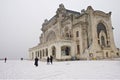 Snowing on the shore at the Black Sea Royalty Free Stock Photo