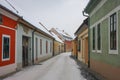 Snowing, street of Esztergom Royalty Free Stock Photo