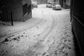 Snowing in the street Royalty Free Stock Photo