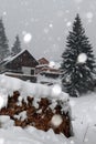 Snowing in winter