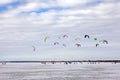 Snowkite in winter cloudy day on day Royalty Free Stock Photo