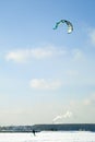 Snowkiter on the ice of the Kama Reservoir