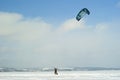 Snowkiter on the ice of the Kama Reservoir