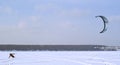 Snowkiter on the ice of the Kama Reservoir