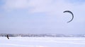 Snowkiter on the ice of the Kama Reservoir