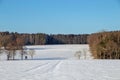 Snowlandscape in Germany with high seat for animal observation Royalty Free Stock Photo