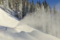 Snowmaking in skipist Royalty Free Stock Photo