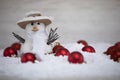 The snowman announces the arrival of the winter holidays Royalty Free Stock Photo